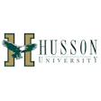 Husson University logo with green H and flying eagle emblem