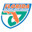 Florida High School Athletic Association official logo with state outline