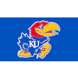 KU Jayhawks official mascot logo in blue, red, and yellow