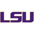 LSU logo in purple and gold letters