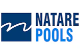 Natare Pools logo with blue wave symbol and navy blue lettering
