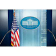 White House official logo with American flag on blue background