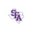 SFA logo with purple letters overlaid on Texas state outline