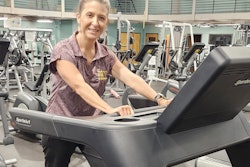Tara Rouse, director of the Pearl River Community College Wellness Center, uses one of SportsArt’s ECO-POWR™ treadmills.