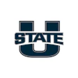 Utah State University official logo with navy blue and gray 'State U' design