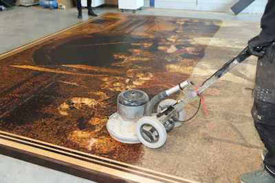 Once the work was oiled, the warm, dark tones of the painting came to life.