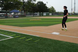Kalina Hyde, product marketing manager in TenCate’s Sports Division, wears biosensors that track every step, leap and turn on the Pivot® Performance Turf field.