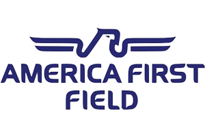 America First Field logo featuring a stylized navy blue eagle with wings
