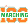 FAMU Marching 100 logo in orange and green block letters