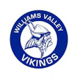 Williams Valley Vikings circular logo with Viking head profile in blue and white