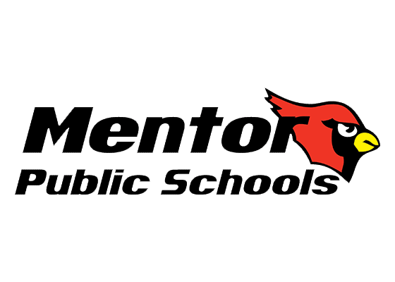 Mentor Public Schools logo with red cardinal mascot