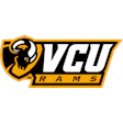 VCU Rams athletic logo featuring stylized black ram head in gold shield with white VCU text
