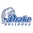Drake Bulldogs athletic logo with blue and white bulldog mascot