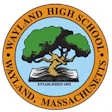 Wayland High School official circular seal with tree and landscape elements