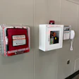 Emergency safety wall station with bleeding control kit and AED cabinet