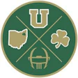 Green circular logo with Ohio state, university, helmet, and shamrock icons