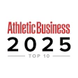 Athletic Business 2025 Top 10 logo in red and black typography