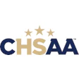 CHSAA logo with three gold stars in navy blue and tan colors