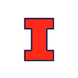 University of Illinois block I logo in red and navy blue