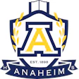 Anaheim High School official logo with blue and yellow shield crest