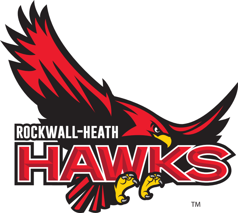 Rockwall-Heath Hawks logo: Red and black hawk with spread wings