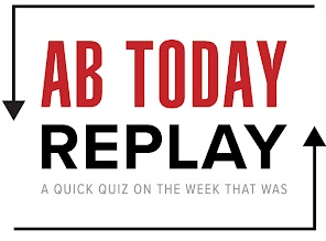 AB Today Replay logo with red and black text and directional arrows