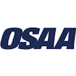 OSAA navy blue text logo in bold uppercase letters