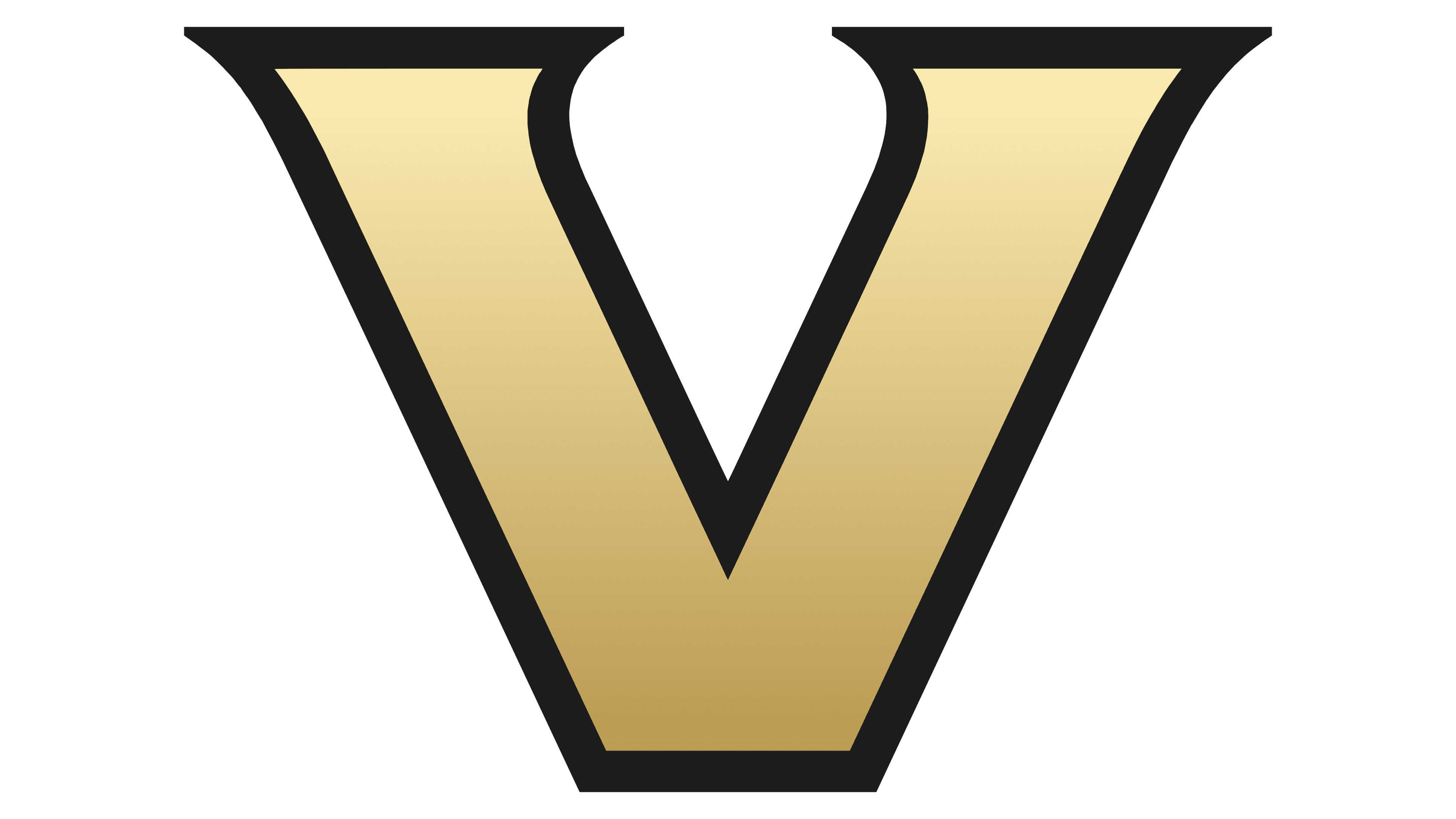 Gold and black stylized letter V
