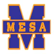 Mesa institutional logo with blue 'M' letterform and orange text