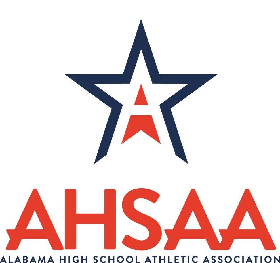 AHSAA logo: Navy star emblem with red and white color scheme