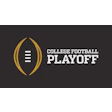 College Football Playoff official logo with gold football outline on dark background