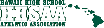 Hawaii High School IHSAA Athletic Association green logo with island silhouette