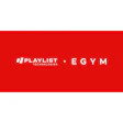 Playlist Technologies and EGym co-branding logo on red background