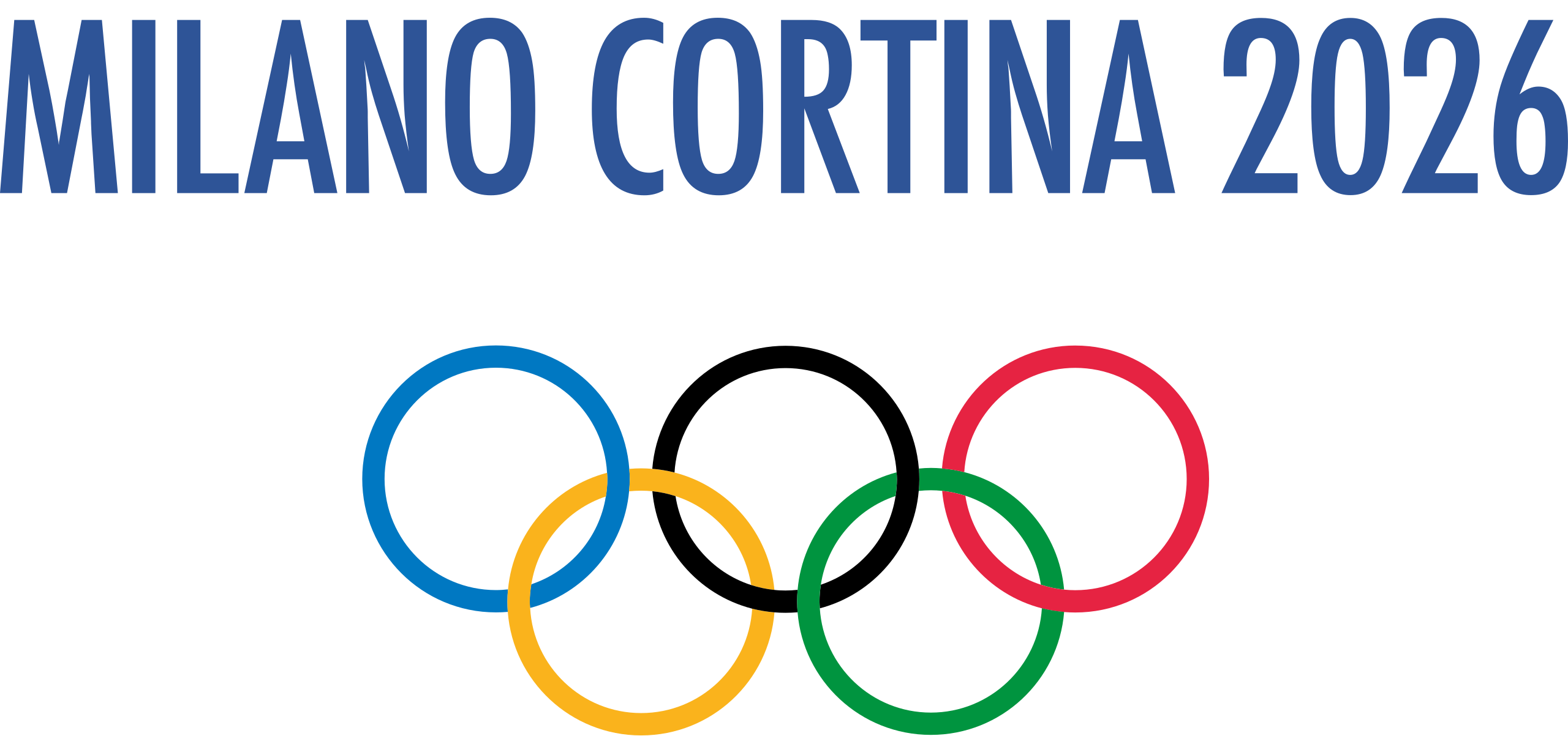 Milano Cortina 2026 Winter Olympics official logo with Olympic rings