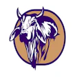Purple and gold circular logo featuring stylized horned goat or ram mascot