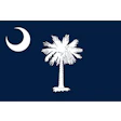 South Carolina state flag with white palmetto tree and crescent moon on navy background