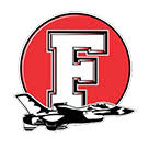 Red circular logo with white letter F and stylized transportation graphic