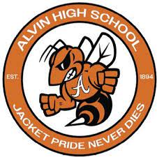 Alvin High School mascot logo with orange and black hornet design