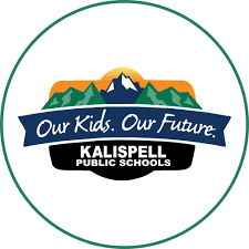 Kalispell Public Schools logo with mountain landscape and 'Our Kids, Our Future' text