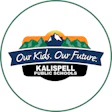 Kalispell Public Schools logo with mountain landscape and 'Our Kids, Our Future' text
