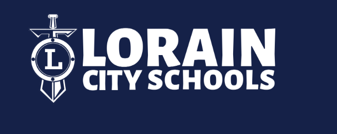 Lorain City Schools official logo with anchor emblem on navy background