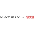 Matrix and Seca corporate logos in black and red typography