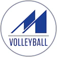 Blue volleyball organization logo with geometric mountain-like symbol