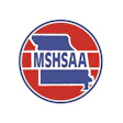 MSHSAA official logo with Missouri state outline in red and blue