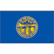 Nebraska state flag with blue background and gold state seal