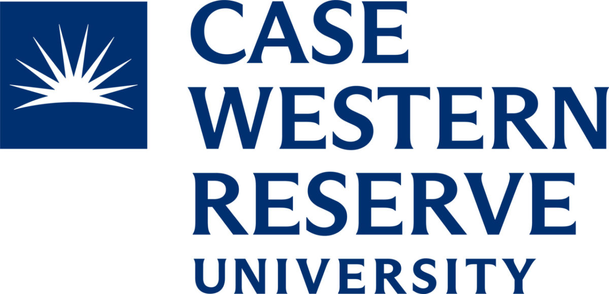 Case Western Reserve University logo with navy sunburst symbol and text