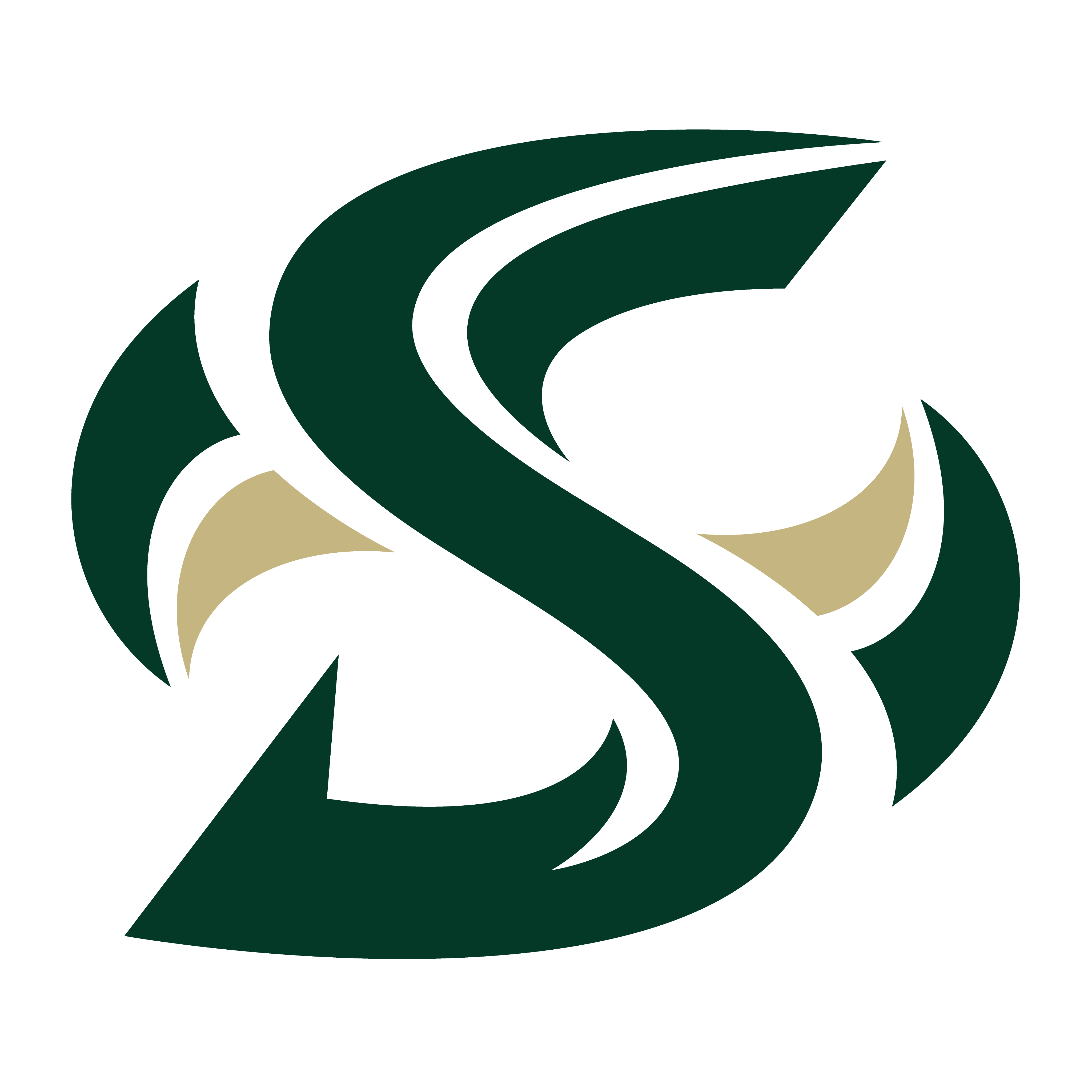 Sacramento State Hornets stylized green and gold 'S' logo