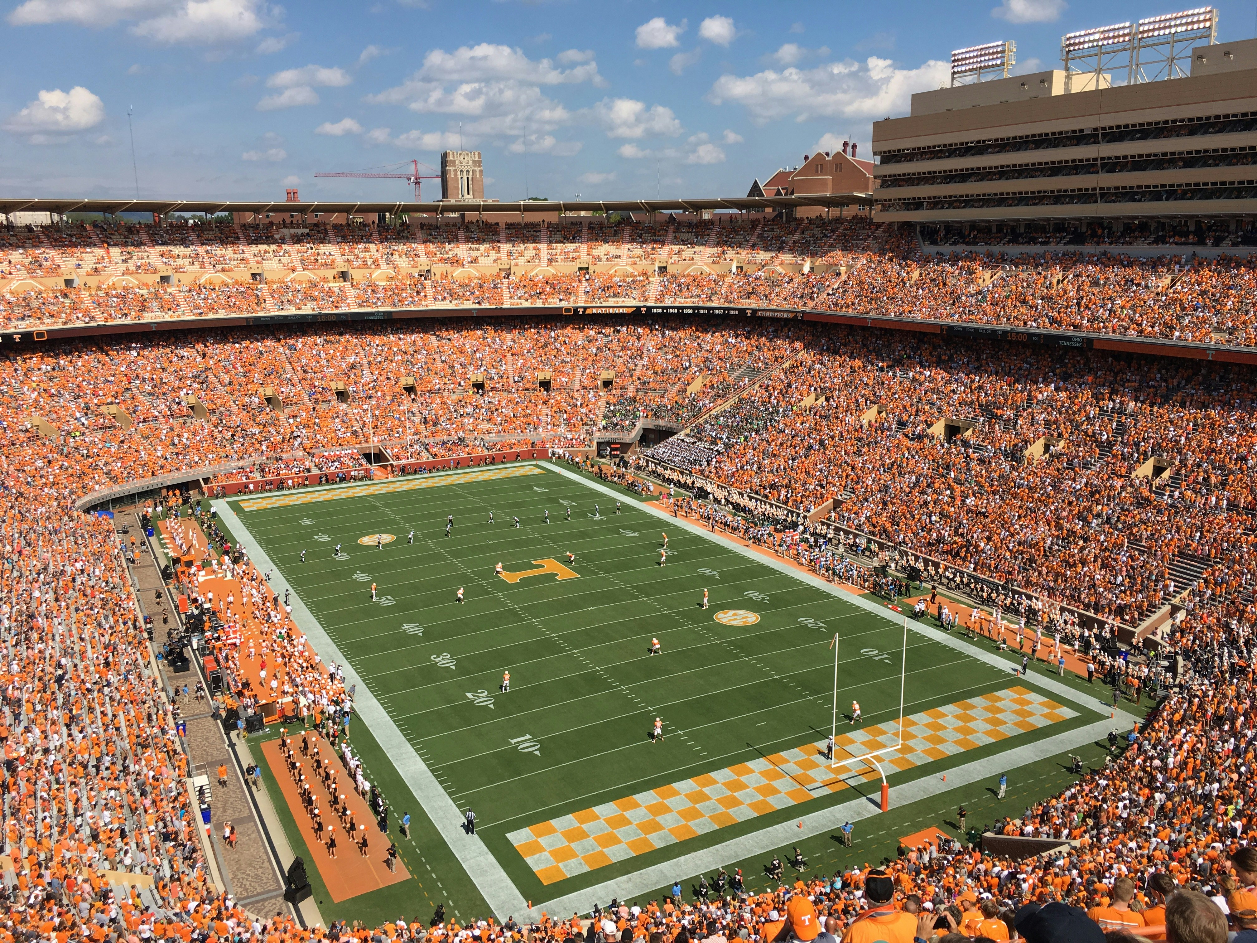 Aerial view of packed Neyland Stadium during Tennessee Volunteers football game
