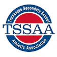 TSSAA Tennessee Secondary School Athletic Association logo with circular blue and red design