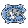 UNC Tar Heels athletic logo with ram mascot in navy and light blue